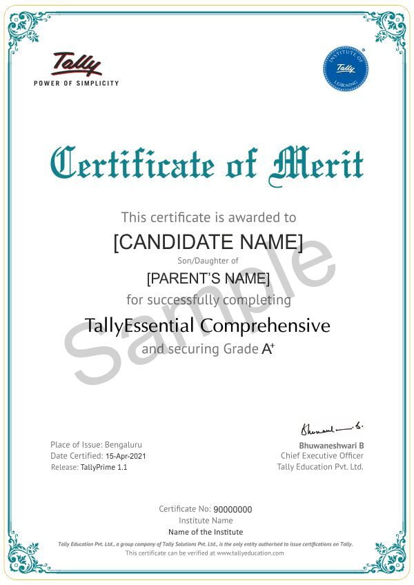 Tally Course Basic Certification